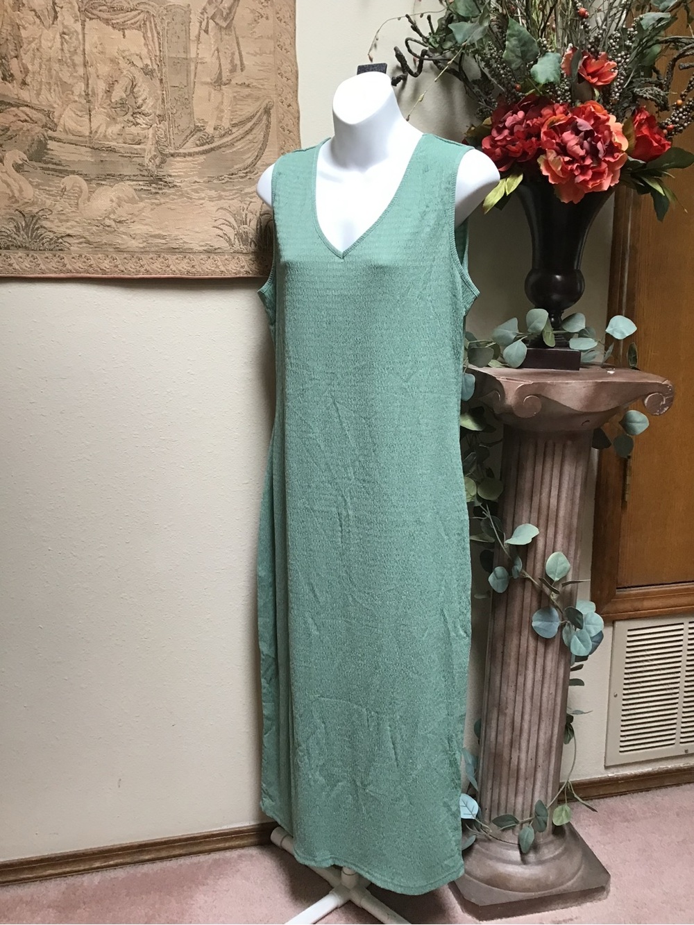Sleeveless Mint Green V-Neck Maxi Dress - Cupshe